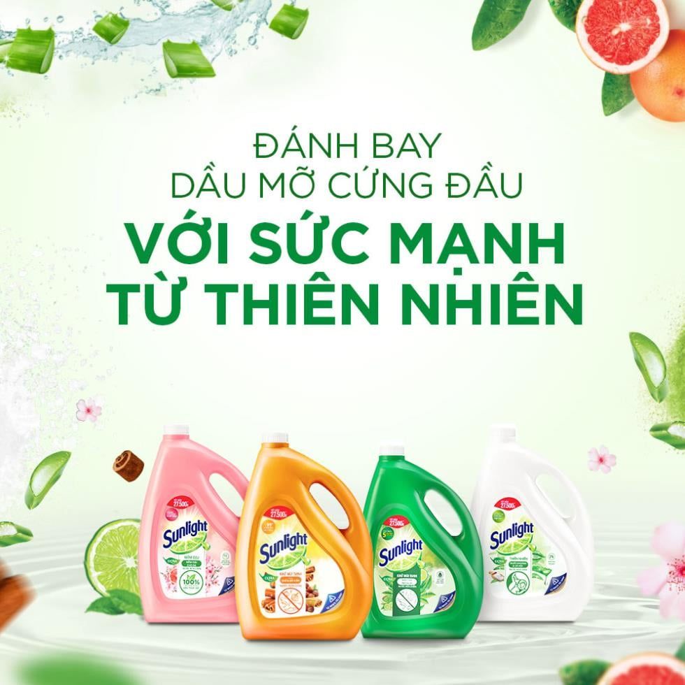 Nước rửa chén SUNLIGHT Mềm Dịu Hương Bưởi Tây & Hoa Anh Đào 3.6KG