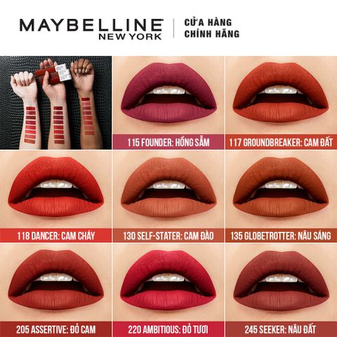 Son Kem Lì Lâu Trôi Maybelline Superstay Matte Ink 3.9g (5ml) #205 Assertive - Đỏ cam