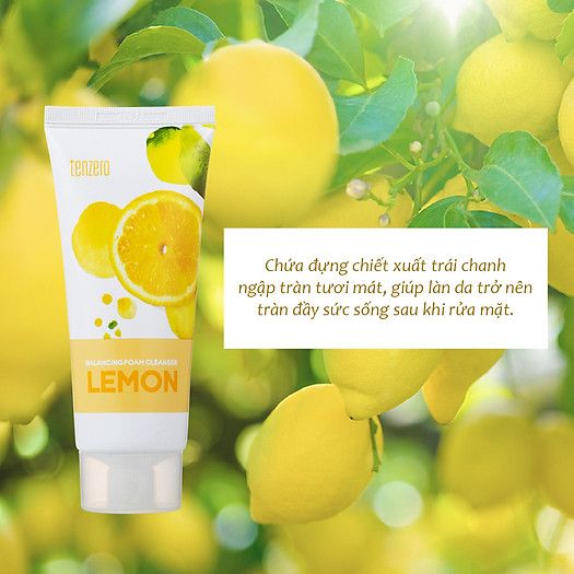 Sữa rửa mặt thiên nhiên sáng da, sạch sâu Tenzero Balancing Foam Cleanser Lemon 100ml