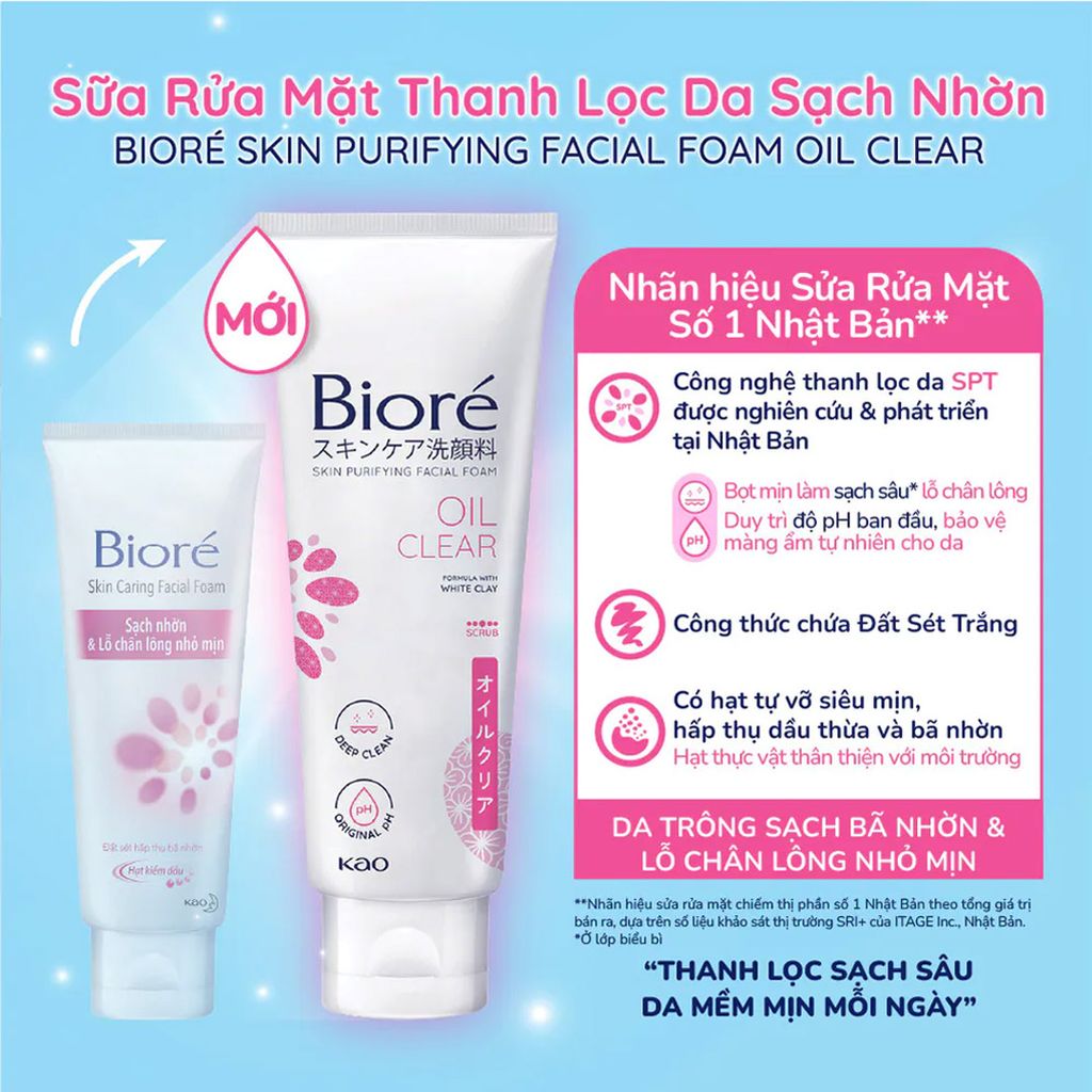 Sữa Rửa Mặt Bioré Thanh Lọc Da - Sạch Nhờn 100g