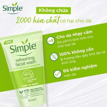 SIMPLE Sữa rửa mặt sạch thoáng không chứa xà phòng 150ml