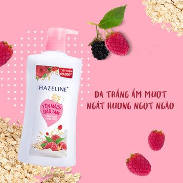 HAZELINE Sữa Tắm Sáng Da Dưỡng Ẩm Yến Mạch Dâu Tằm (Hồng) 800G