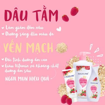 HAZELINE Sữa Tắm Sáng Da Dưỡng Ẩm Yến Mạch Dâu Tằm (Hồng) 800G