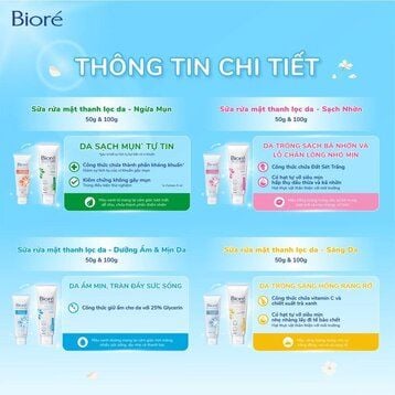 Sữa Rửa Mặt Bioré Thanh Lọc Da - Dưỡng Ẩm & Mịn Da 100g