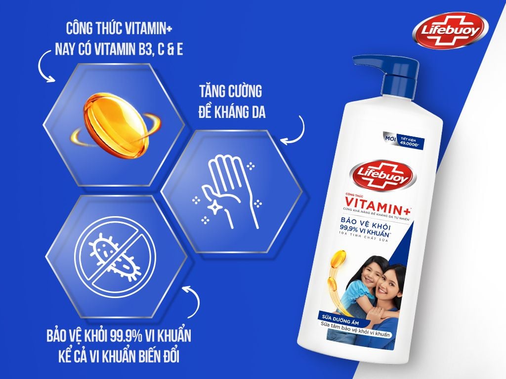 LIFEBUOY sữa tắm vượt trội 10 1.1kg