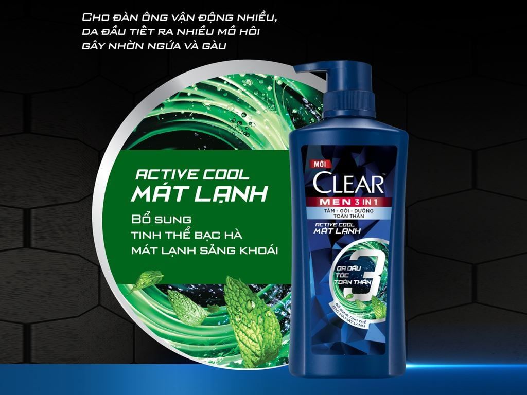 CLEAR dầu gội nam 3in1 mát lạnh 630g