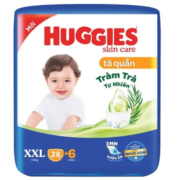 Tã quần Huggies Skin Care cỡ XXL (28M + 6M Tã quần XXL)
