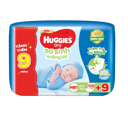 Miếng lót Huggies số 1 (108M + 9M Miếng lót NB1)