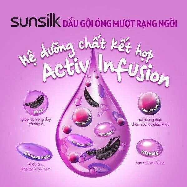 SUNSILK dầu xả đen óng mượt rạng ngời (6gx10)