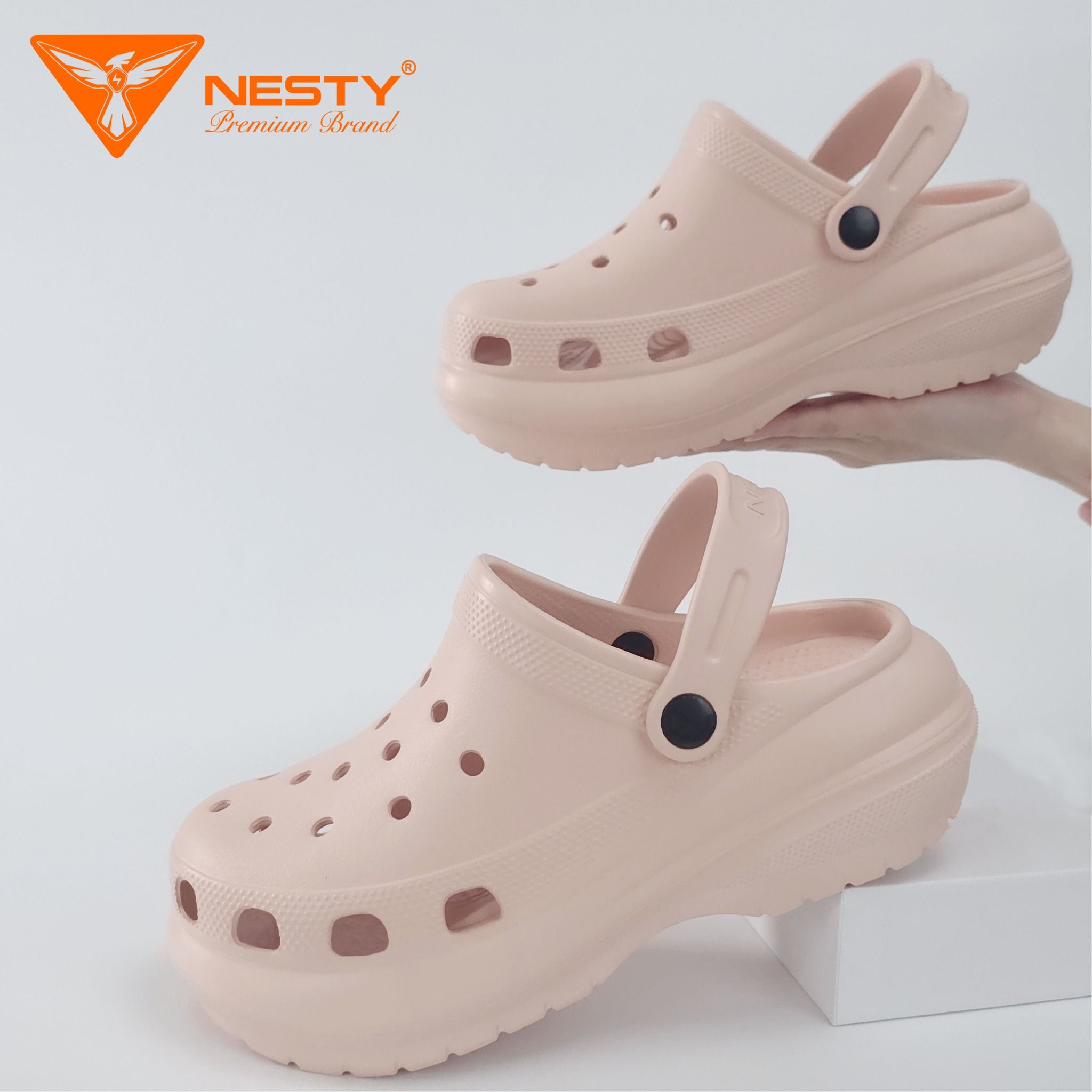  [Tặng 10 Sticker] Dép Sục Nữ Đế Cao 7CM NESTY Kiểu Dáng Basic Sục Đế Cao Mềm Chống Trượt NE09 Cao Su 