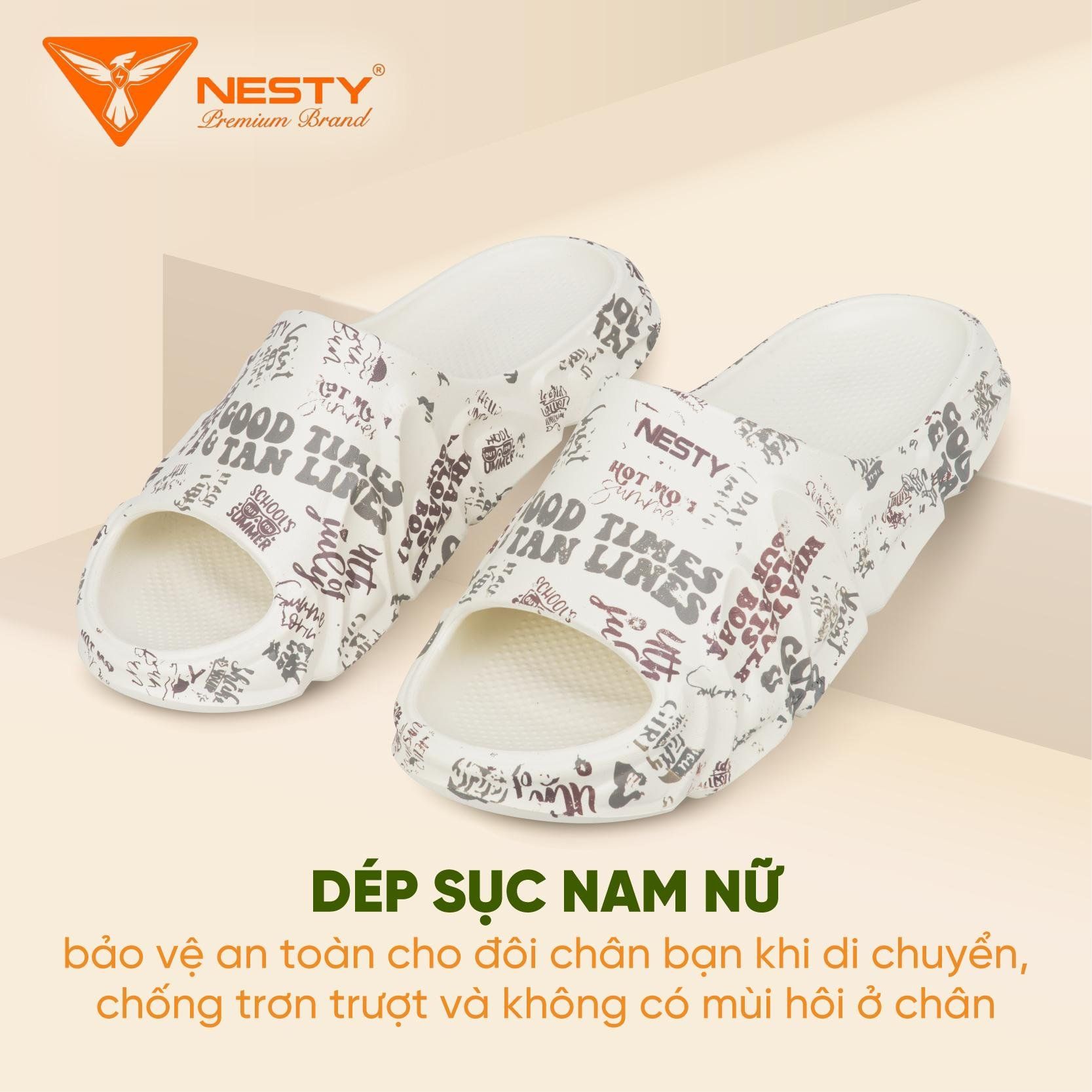  Dép Bánh Mì NESTY In Họa Tiết Chữ Thời Trang Phong Cách Dép Quai Ngang Năng Động Đế Eva Chống Trượt NE05-2 Slipper DéP Hoa 