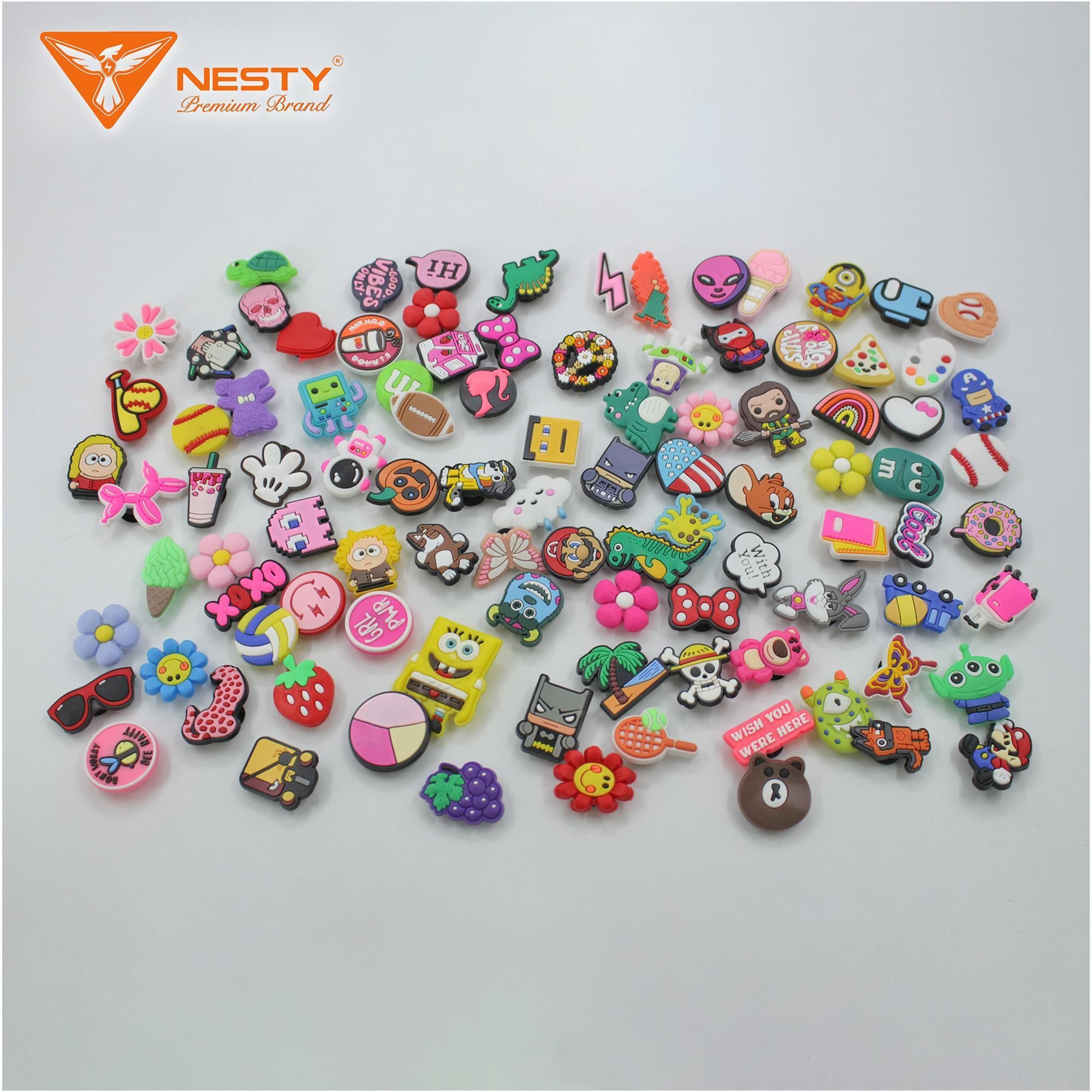  [Giao Ngẫu Nhiên] Set 10 Sticker Jibbitz  Charm Gắn Dép NESTY Đa Dạng Mẫu Mã Dễ Thương Chất Liệu Nhựa PVC 