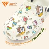  Dép Sục Nữ Nam NESTY Họa Tiết Hình Mini Kiểu Dáng Sục Đế Cao Eva Mềm Mại Chống Trơn NE01-6 Hoa Đế Bằng 
