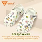  Dép Sục Nữ Nam NESTY Họa Tiết Hình Mini Kiểu Dáng Sục Đế Cao Eva Mềm Mại Chống Trơn NE01-6 Hoa Đế Bằng 