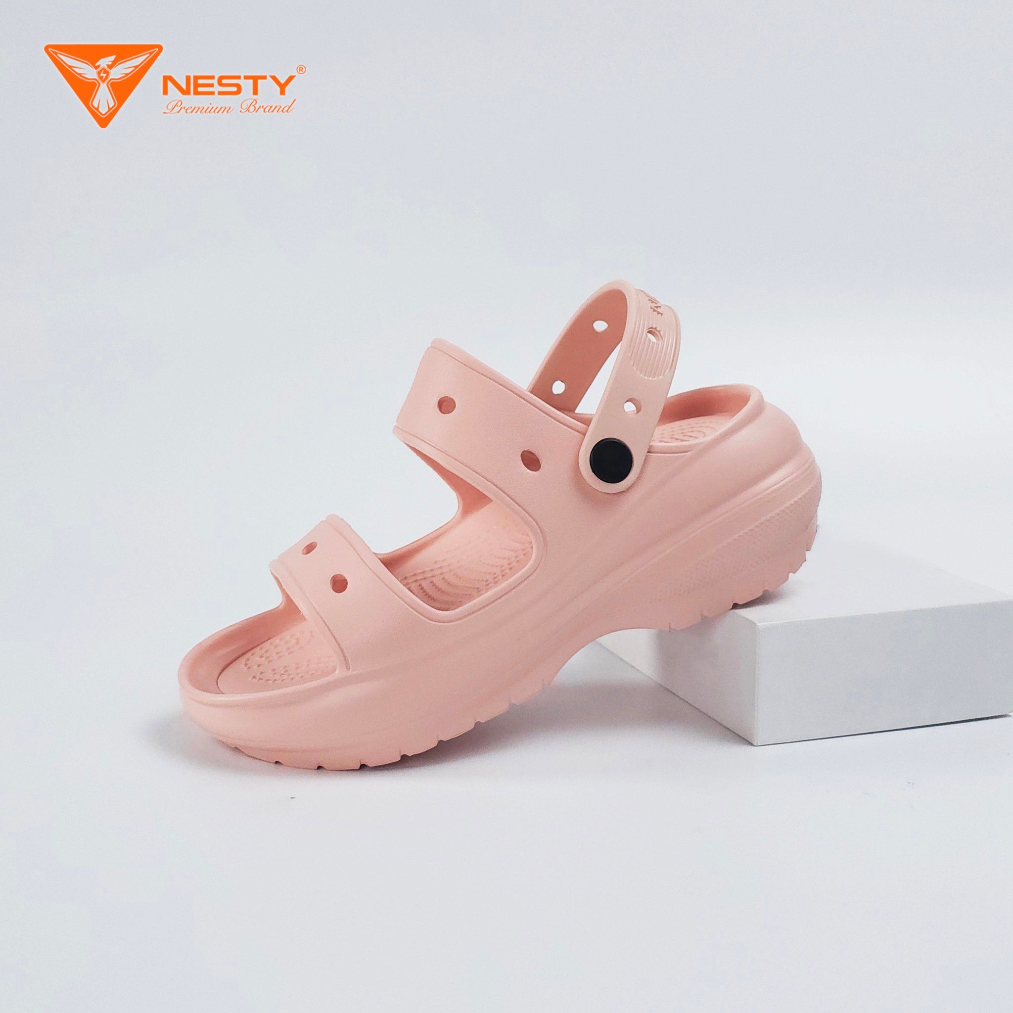  [Tặng 10 Sticker] Dép Hai Quai Nữ Đế Cao 7CM NESTY Kiểu Dáng Basic Sục Đế Cao Mềm Chống Trượt NE10 Cao Su 