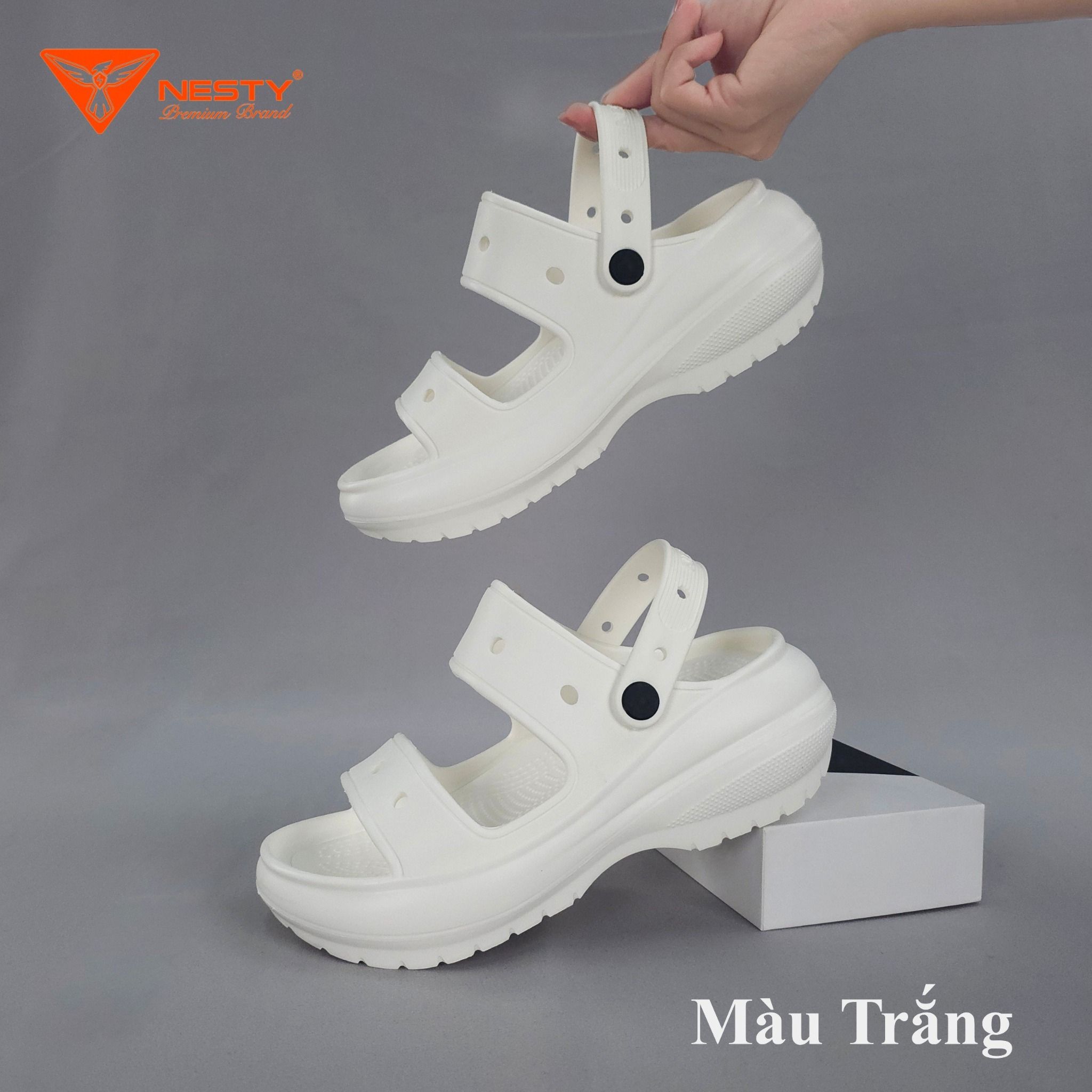  [Tặng 10 Sticker] Dép Hai Quai Nữ Đế Cao 7CM NESTY Kiểu Dáng Basic Sục Đế Cao Mềm Chống Trượt NE10 Cao Su 