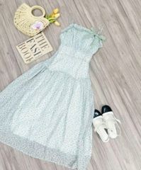 ĐẦM MAXI HOA NHÍ DÁNG XOÈ DÀI PHỐI NÈO NƠ NGỰC