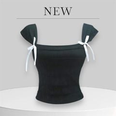 AUDREY TOP - ÁO THUN CROPTOP CỔ VUÔNG CỘT NƠ HAI BÊN NGỰC