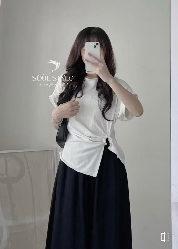 ÁO THUN KIỂU VẠT NHỌN NHÚN EO MẶT TRĂNG NGỌC TRAI