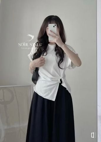 ÁO THUN KIỂU VẠT NHỌN NHÚN EO MẶT TRĂNG NGỌC TRAI
