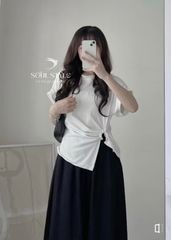 ÁO THUN KIỂU VẠT NHỌN NHÚN EO MẶT TRĂNG NGỌC TRAI