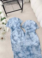 ĐẦM MIDI BODY LƯỚI LOANG MÀU XANH