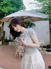 ÁO THUN FORM ÔM PHỐI REN TRÁI TIM COQUETTE