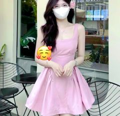 SALI DRESS ĐẦM NGẮN HAI DÂY CỔ VUÔNG HỞ LƯNG CỘT NƠ EO DÁNG XÒE