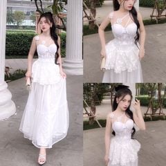 SET ÁO REN CORSET ĐÍNH HOA KÈM CHÂN VÁY LƯỚI