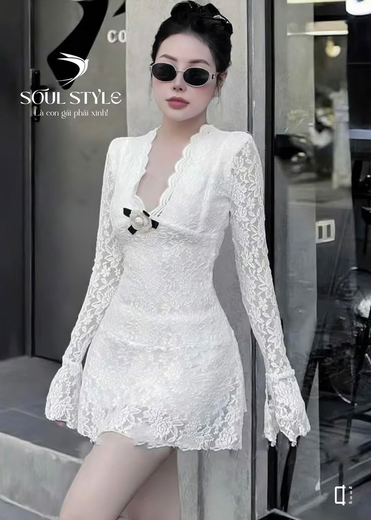 [TAG HOA TRẮNG] SET REN TAY LOE CỔ V KÈM QUẦN CÓ MÚT