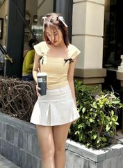 AUDREY TOP - ÁO THUN CROPTOP CỔ VUÔNG CỘT NƠ HAI BÊN NGỰC