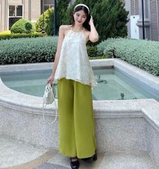 SET ÁO CỔ YẾM HỞ LƯNG QUẦN DÀI LỤA