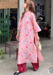 SET ÁO DÀI CÁCH TÂN VOAN TƠ LỤC MAI PHỐI NƠ