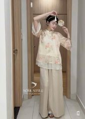 SET CÁCH TÂN ÁO VOAN TƠ HOA NHÍ CÁT TƯỜNG KÈM QUẦN LỤA