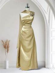(NT) ĐẦM LỤA SATIN LỆCH VAI KÈM DÂY CỔ NHÚN EO