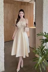 ĐẦM XÒE DÀI HOA NGỰC ĐÍNH NGỌC TRAI