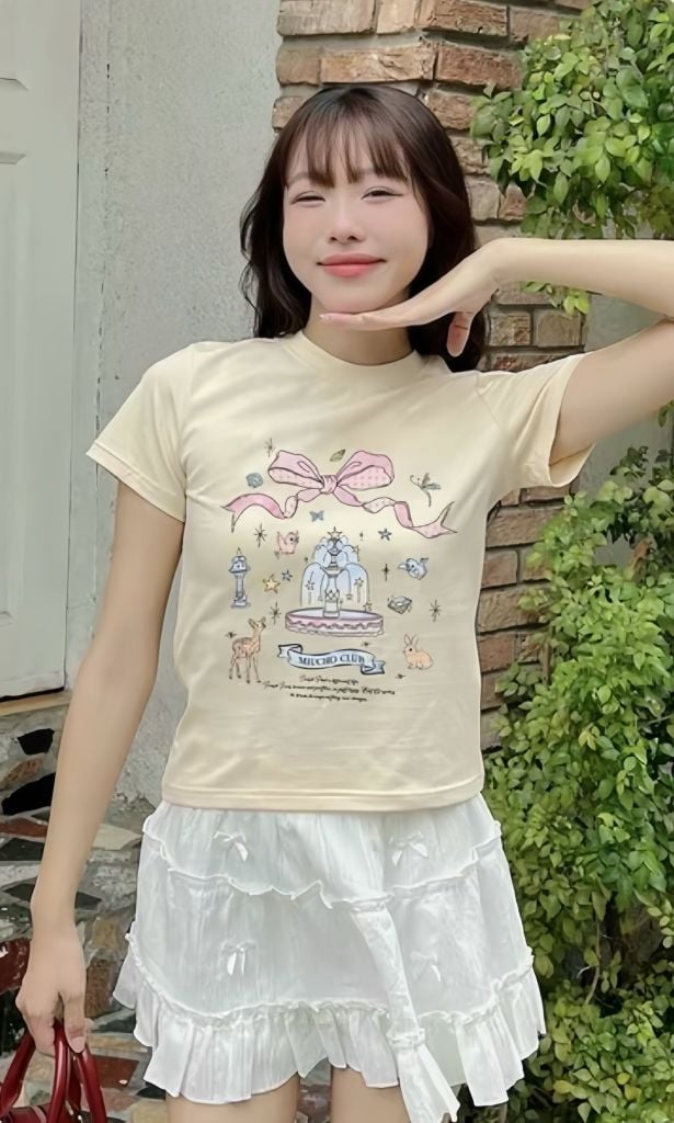 ÁO THUN BABYTEE IN NƠ CONQUETTE
