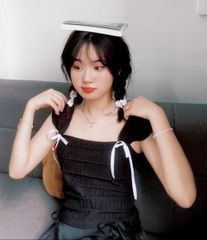 AUDREY TOP - ÁO THUN CROPTOP CỔ VUÔNG CỘT NƠ HAI BÊN NGỰC