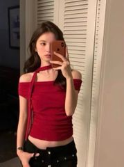 ÁO THUN GÂN BẸT VAI KÈM DÂY NHIỀU KIỂU JUSTDUN