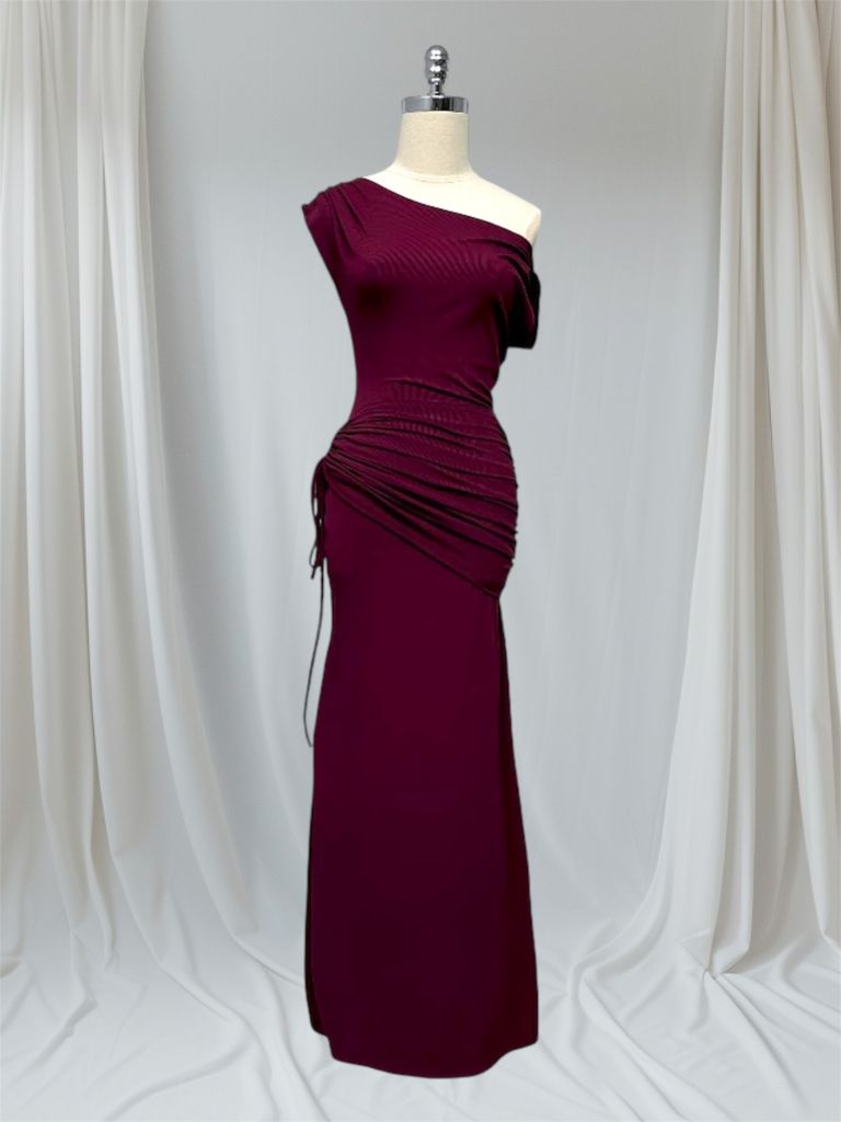 (NT) ĐẦM BODY DÀI XOẮN VAI LỆCH ĐUÔI CÁ NHÚN EO CHE KHUYẾT ĐIỂM