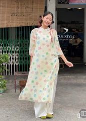 SET ÁO DÀI CÁCH TÂN VOAN TƠ LỤC MAI PHỐI NƠ