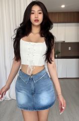 CHÂN VÁY JEAN XOÈ BẺ LƯNG
