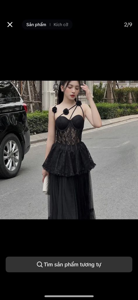 SET ÁO REN CORSET ĐÍNH HOA KÈM CHÂN VÁY LƯỚI
