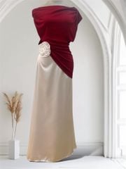 (NT) CHÂN VÁY LỤA PHI BÓNG SATIN ĐUÔI CÁ PHỐI NƠ TO