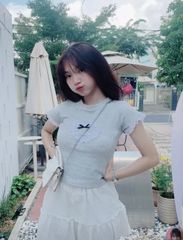 ÁO THUN FORM ÔM PHỐI REN TRÁI TIM COQUETTE