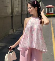 SET ÁO CỔ YẾM HỞ LƯNG QUẦN DÀI LỤA
