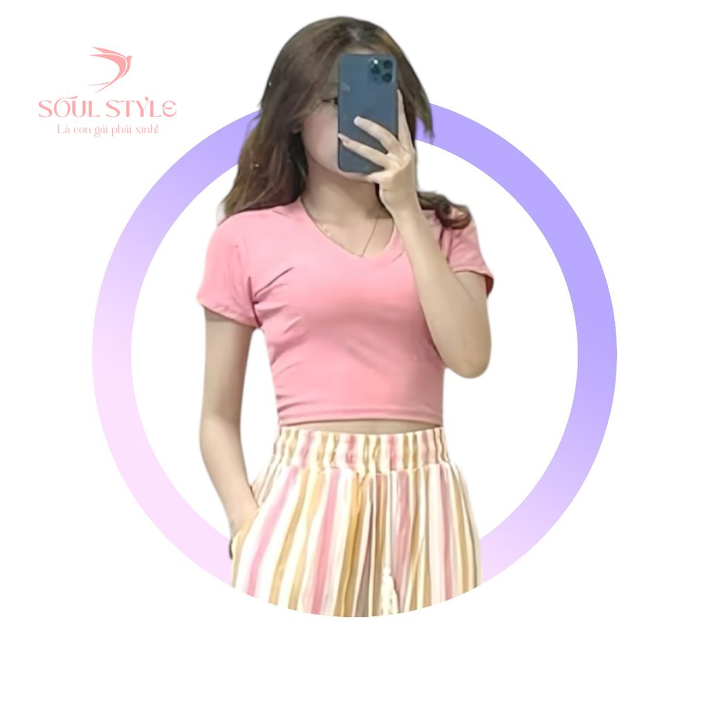 (NT) ÁO THUN CROPTOP ÔM CỔ TIM BASIC
