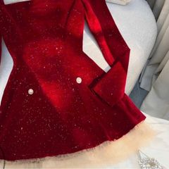 ĐẦM NHUNG LẤP LÁNH CỔ VUÔNG CỘT DÂY SAU LƯNG