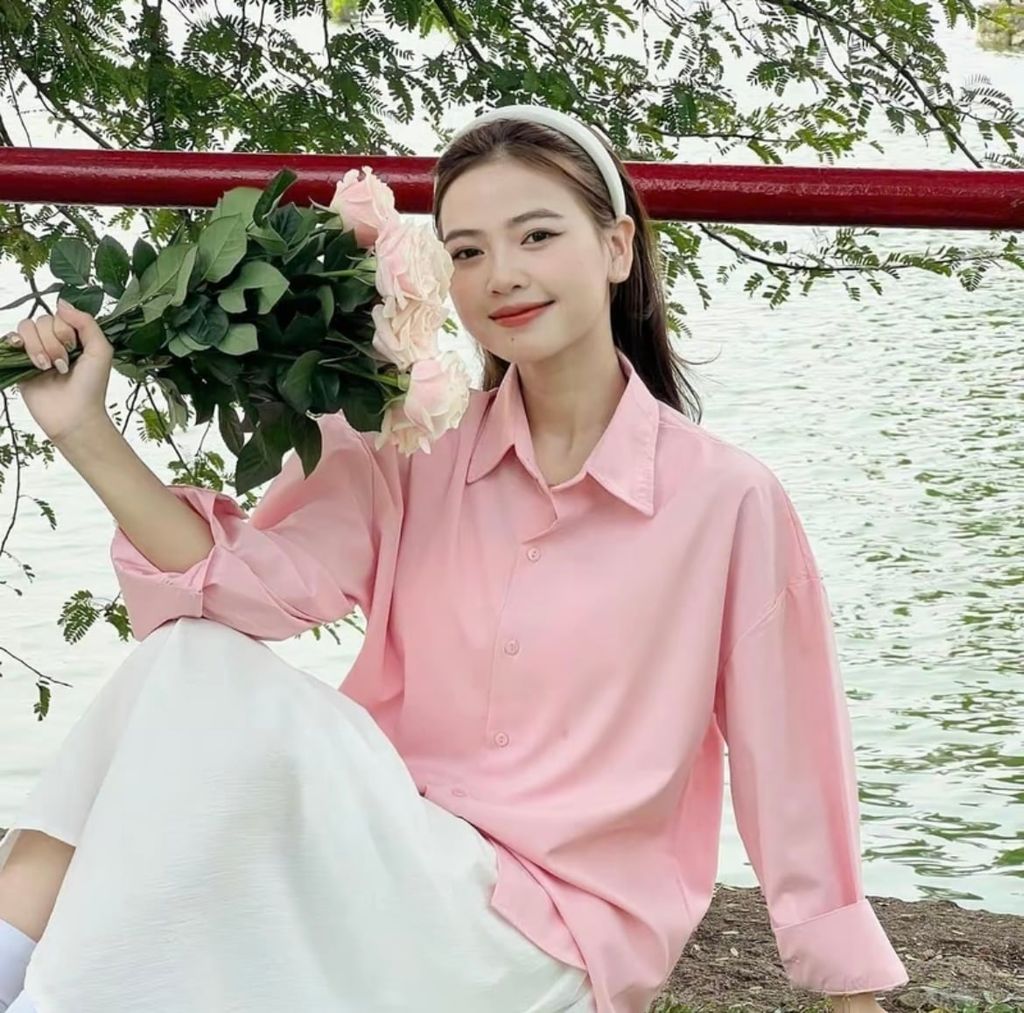 ÁO SƠ MI DÀI TAY LỤA CÁT HÀN QUỐC MÀU PASTEL