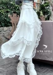 CHÂN VÁY BÁNH NƯỚNG REN TẦNG DÁNG DÀI LỆCH